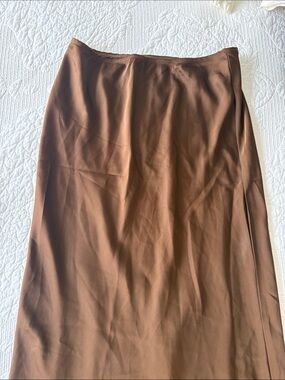 fab'rik Brown Maxi Skirt - Smooth A-Line Silhouette